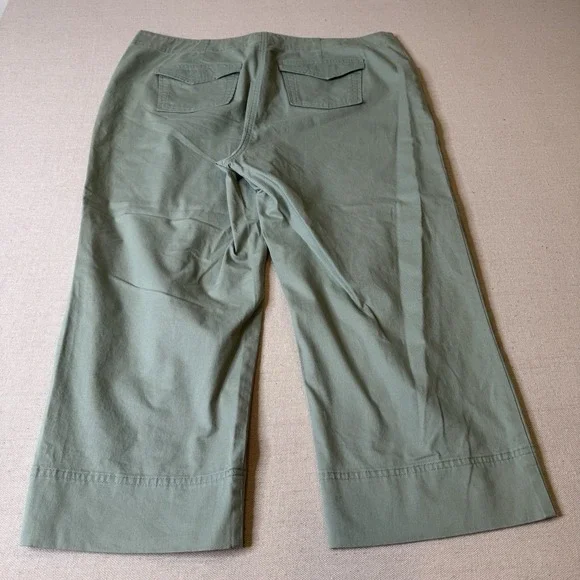 FRENCH LAUNDRY SPORT Women's Cotton Embroidered‎ Sage Capris Plus Size 16 - Picture 3 of 10